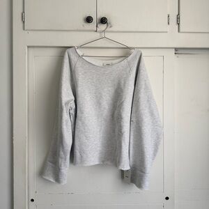 Joah Brown Slouchy Pullover Sweatshirt - Pearl Grey French Terry